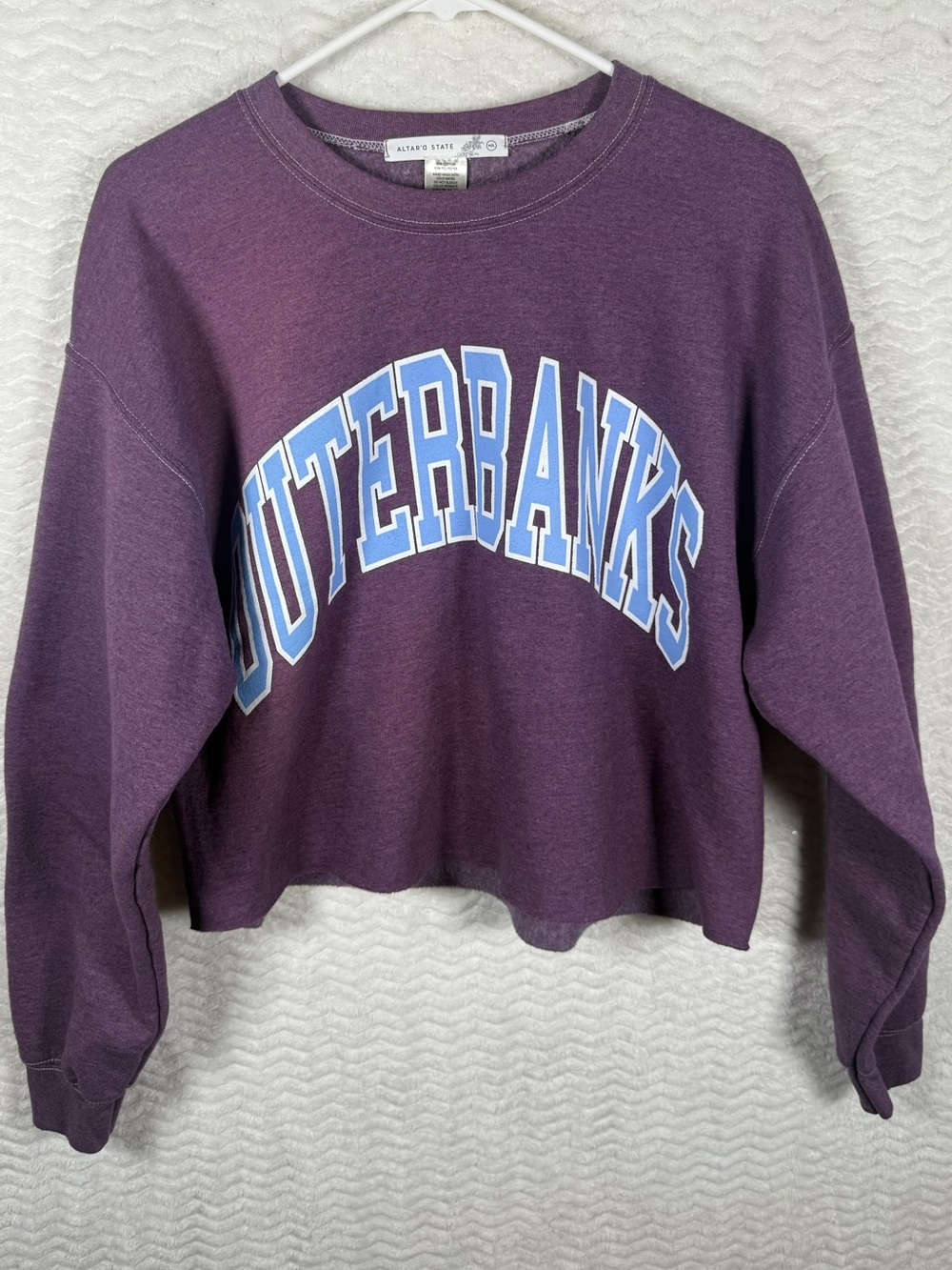 Altar'd State Purple OUTERBANKS Cropped Crewneck Sweatshirt
